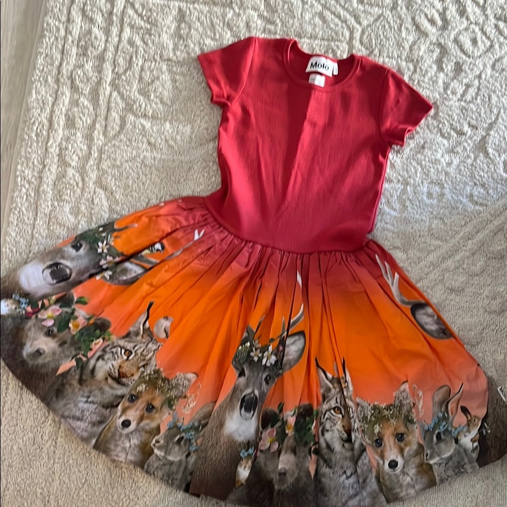 Molo Red and Orange Animal Print Dress